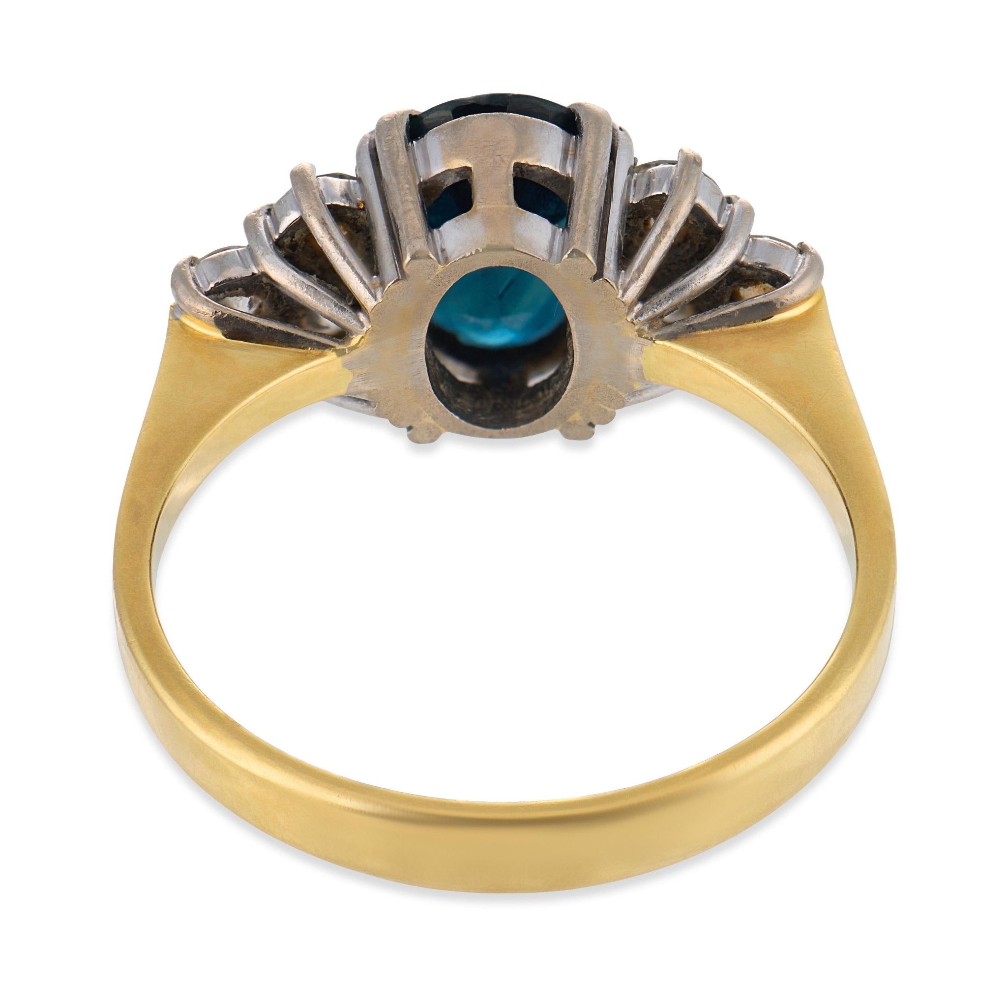 Vintage 1.90 carat sapphire diamond 18k yellow gold and platinum ring