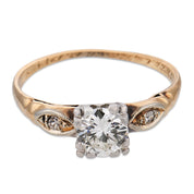 Art Deco diamond 14k yellow gold and platinum engagement ring