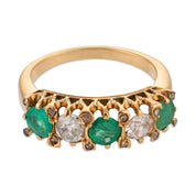 Edwardian emerald diamond 18k yellow gold ring
