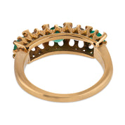 Edwardian emerald diamond 18k yellow gold ring