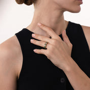 Edwardian emerald diamond 18k yellow gold ring