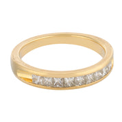 Vintage diamond 18k yellow gold half eternity band ring