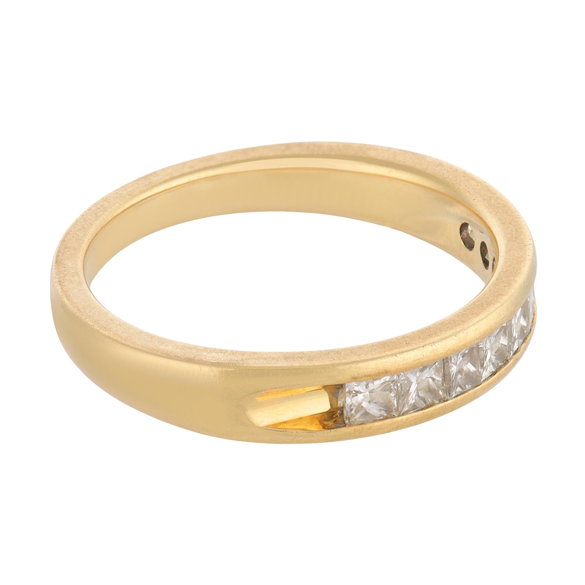 Vintage diamond 18k yellow gold half eternity band ring