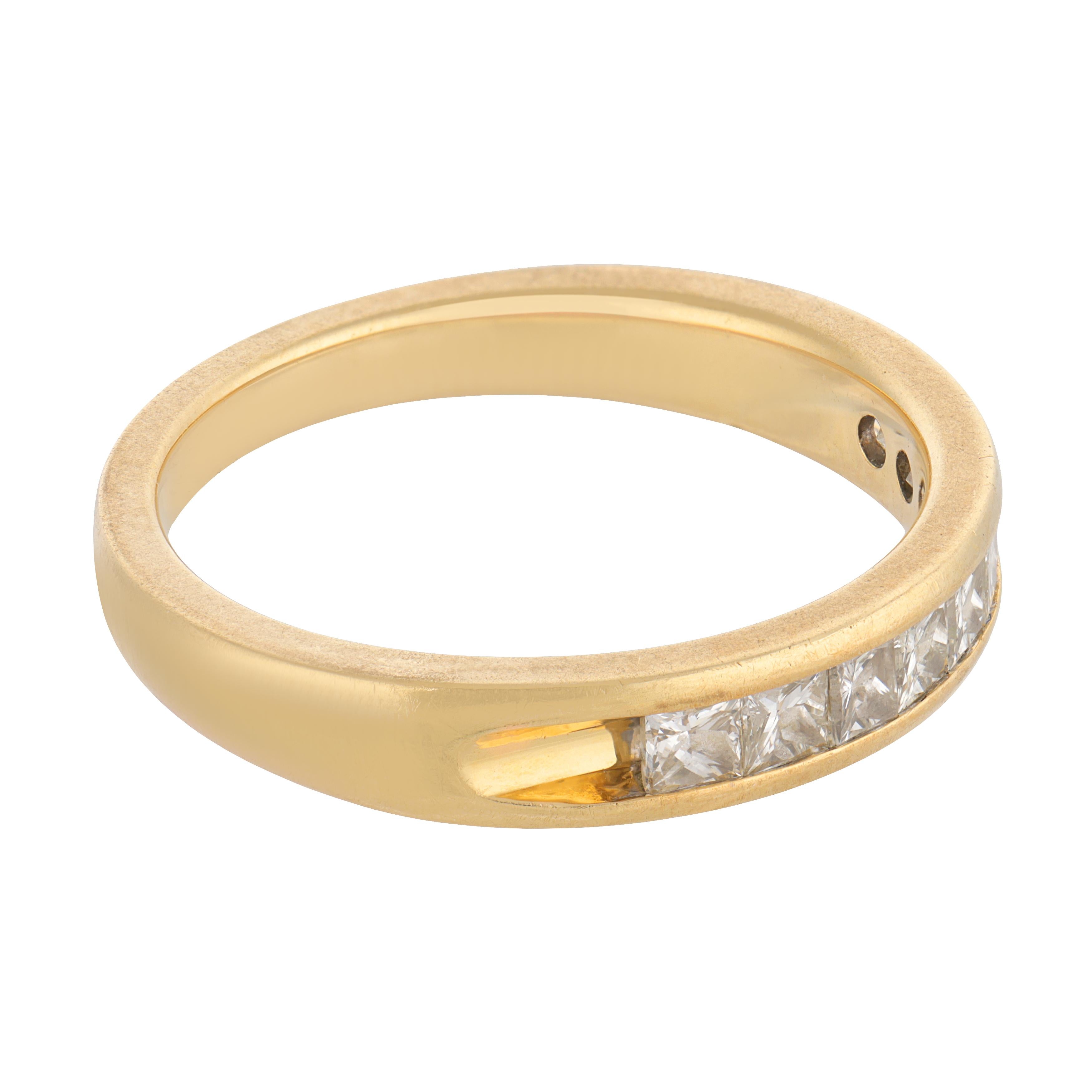 Vintage diamond 18k yellow gold half eternity band ring