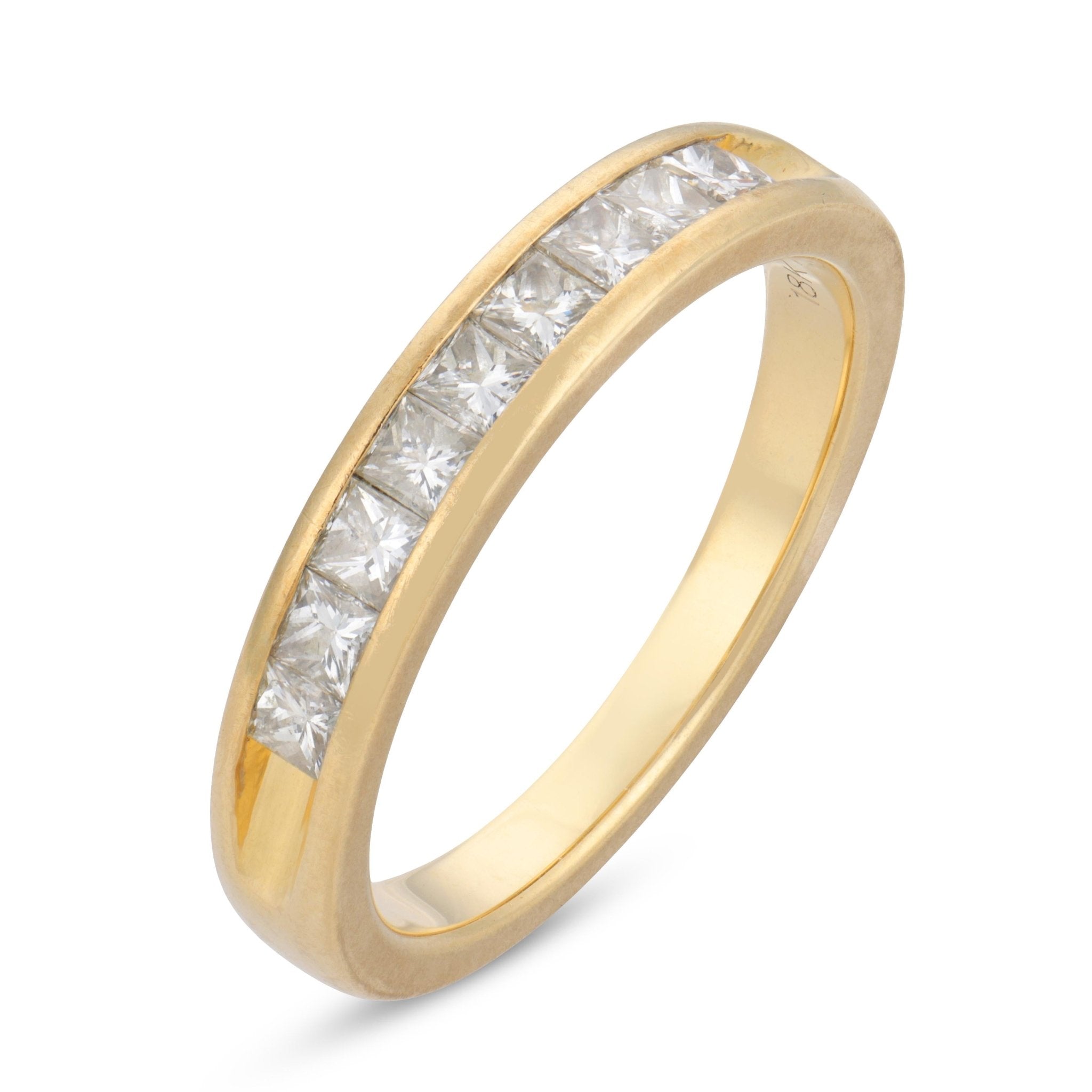 Vintage diamond 18k yellow gold half eternity band ring