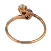 Victorian sapphire pearl low karat gold toi et moi ring