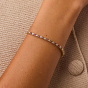 Vintage ruby diamond 14k yellow gold tennis bracelet