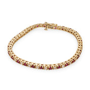 Vintage ruby diamond 14k yellow gold tennis bracelet