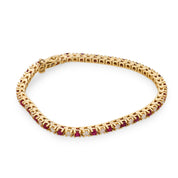 Vintage ruby diamond 14k yellow gold tennis bracelet