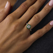 Art Deco diamond emerald 14k yellow gold platinum ring