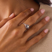 Art Deco diamond synthetic sapphire 18k white gold ring