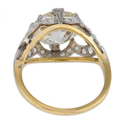 French Edwardian GIA 5.08 carat diamond 18k yellow gold platinum engagement ring