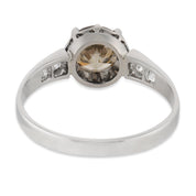 French Art Deco 1.31 carat fancy brown diamond platinum engagement ring