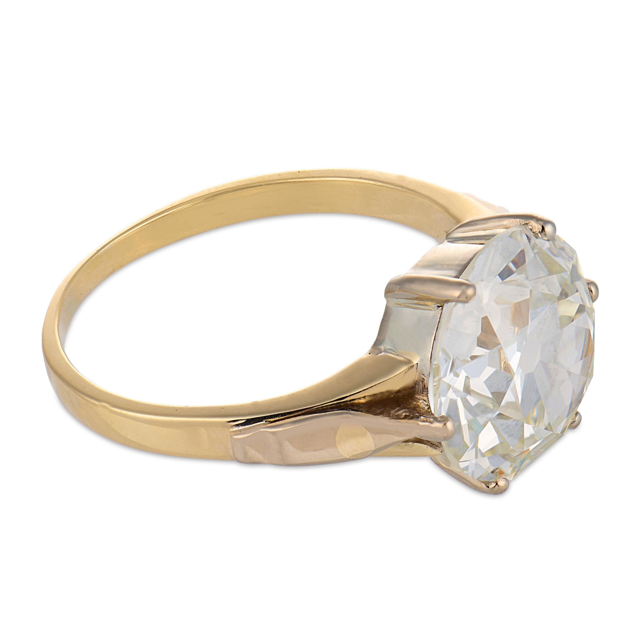 Victorian GIA 5.14 carat diamond 14k yellow gold engagement ring