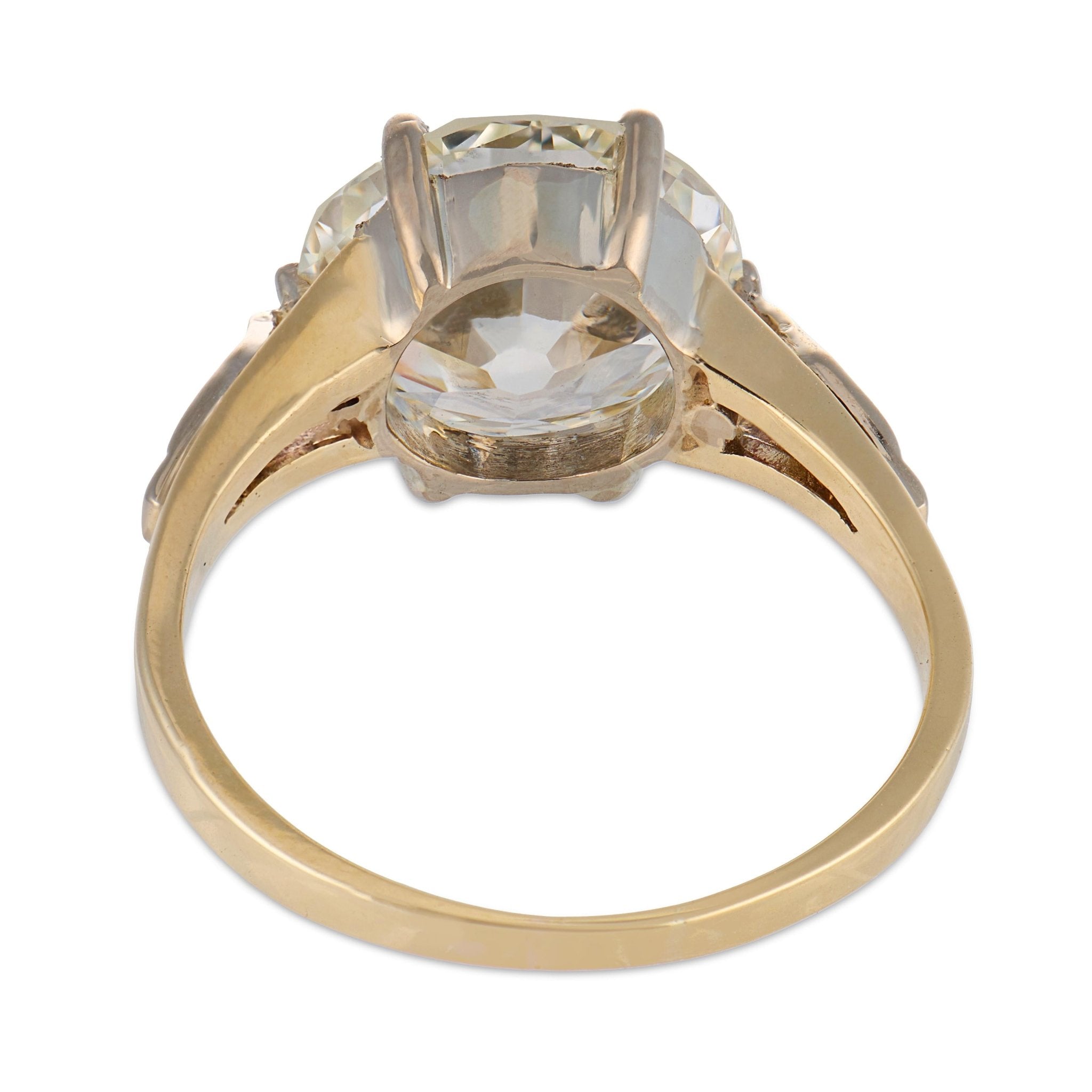 Victorian GIA 5.14 carat diamond 14k yellow gold engagement ring