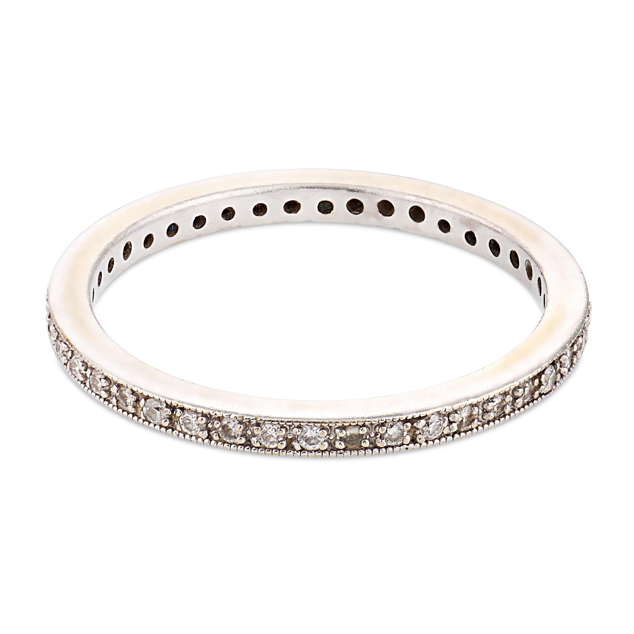 Vintage diamond 18k white gold eternity band
