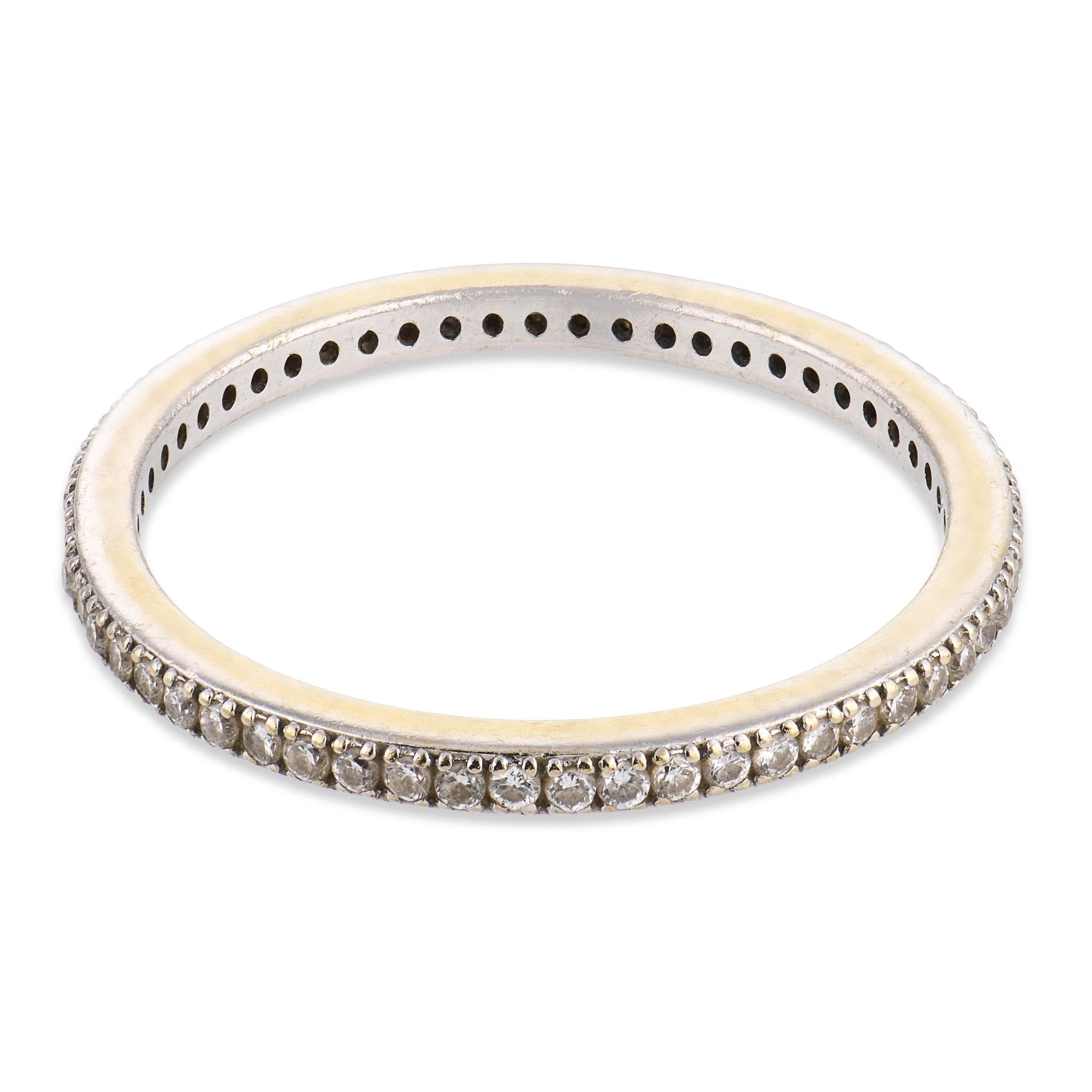 Vintage diamond 18k white gold eternity wedding band