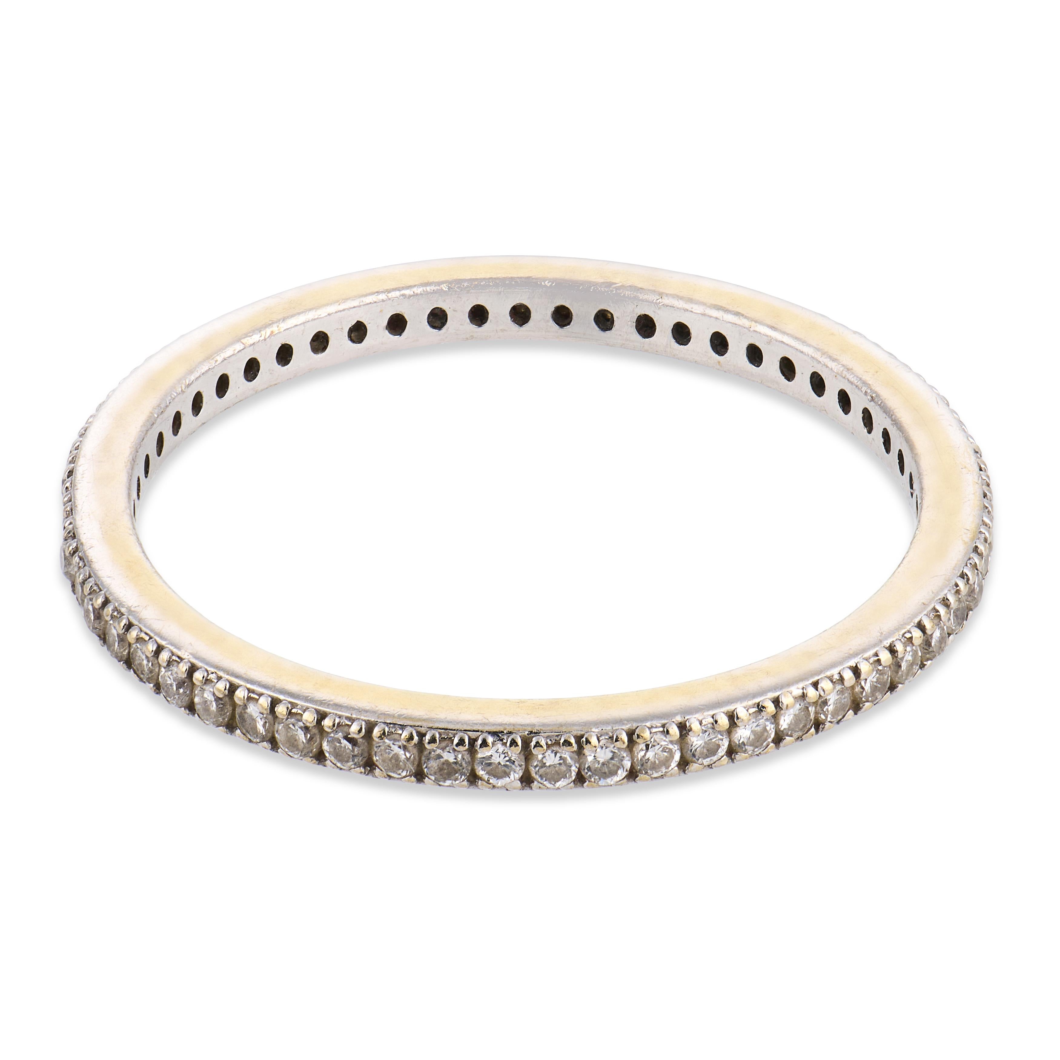 Vintage diamond 18k white gold eternity wedding band