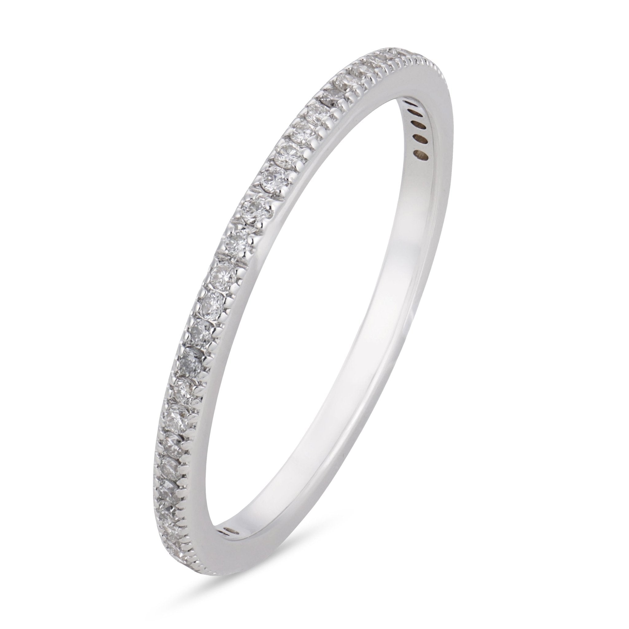 Contemporary diamond 18k white gold half eternity band