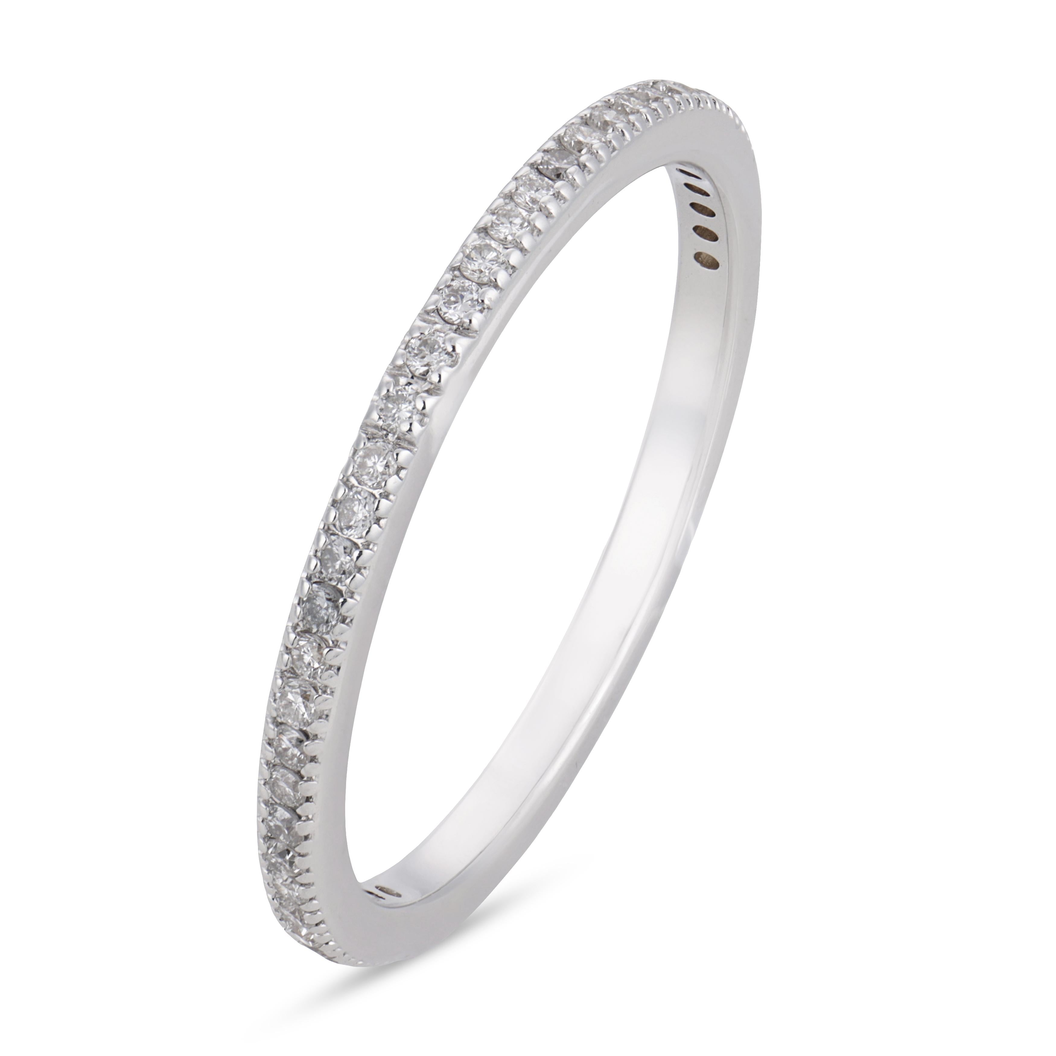 Contemporary diamond 18k white gold half eternity band