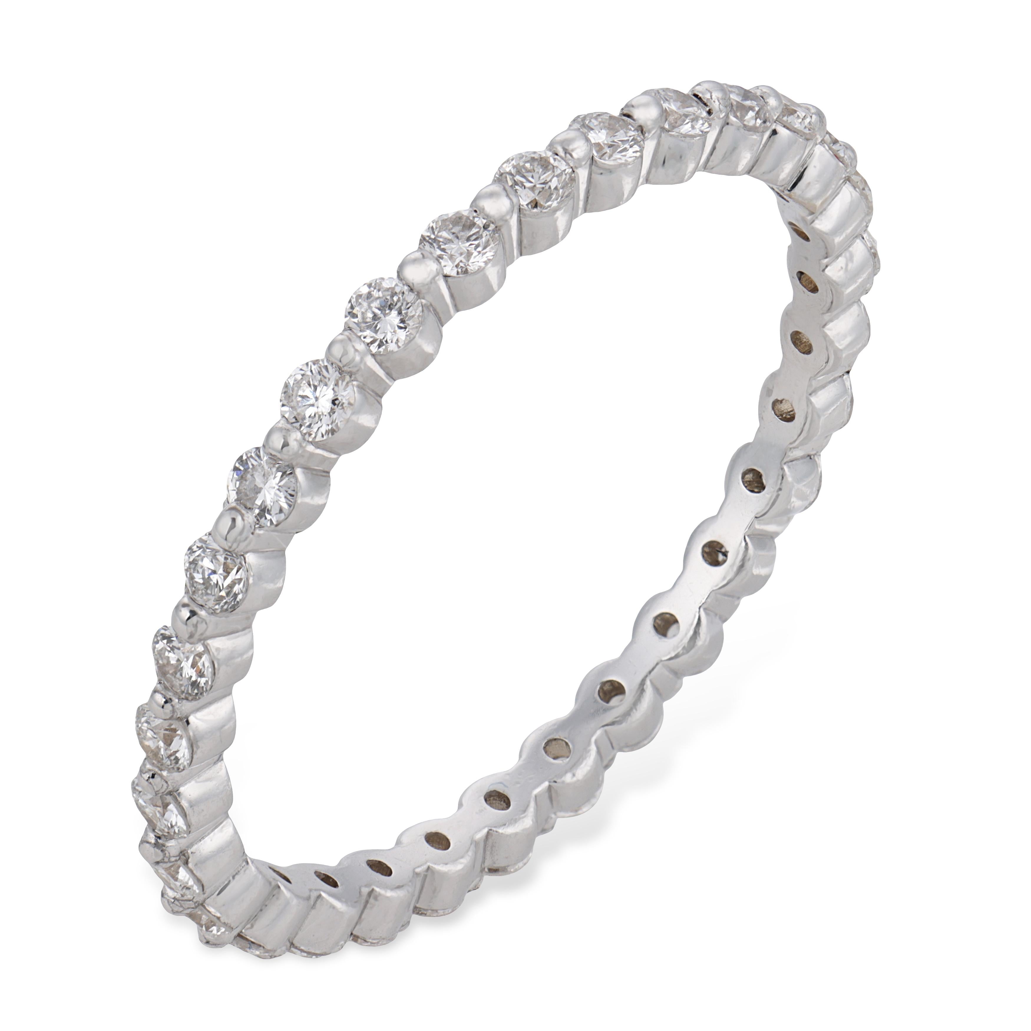 Contemporary diamond 18k white gold eternity band