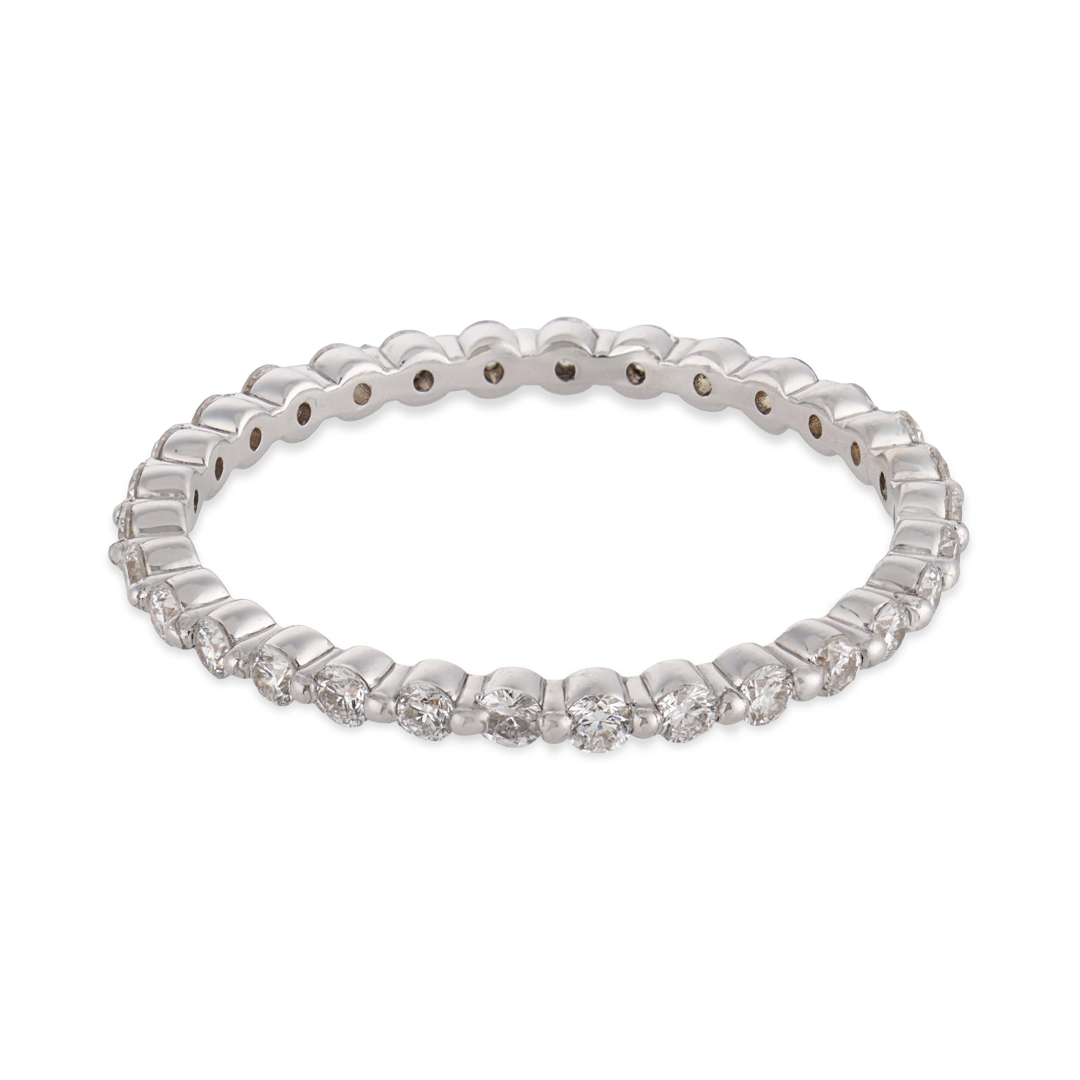 Contemporary diamond 18k white gold eternity band