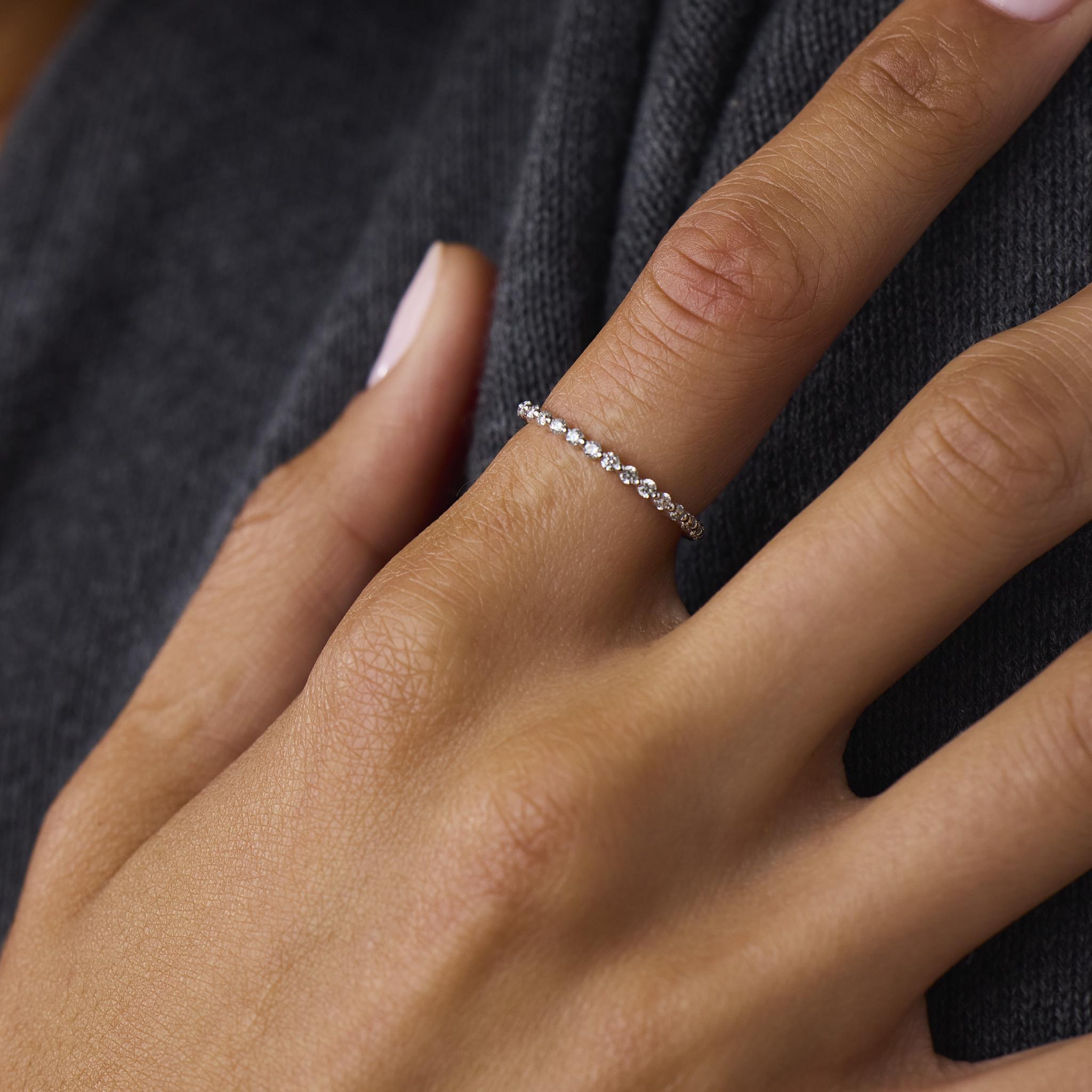 Contemporary diamond 18k white gold eternity band
