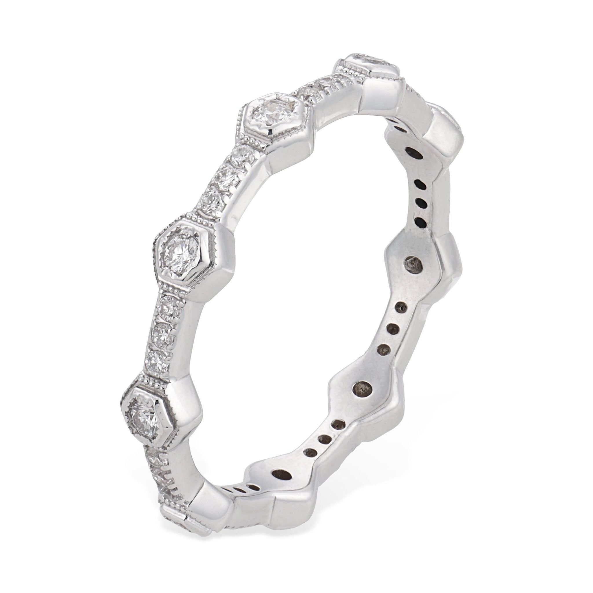 Contemporary diamond 18k white gold eternity band