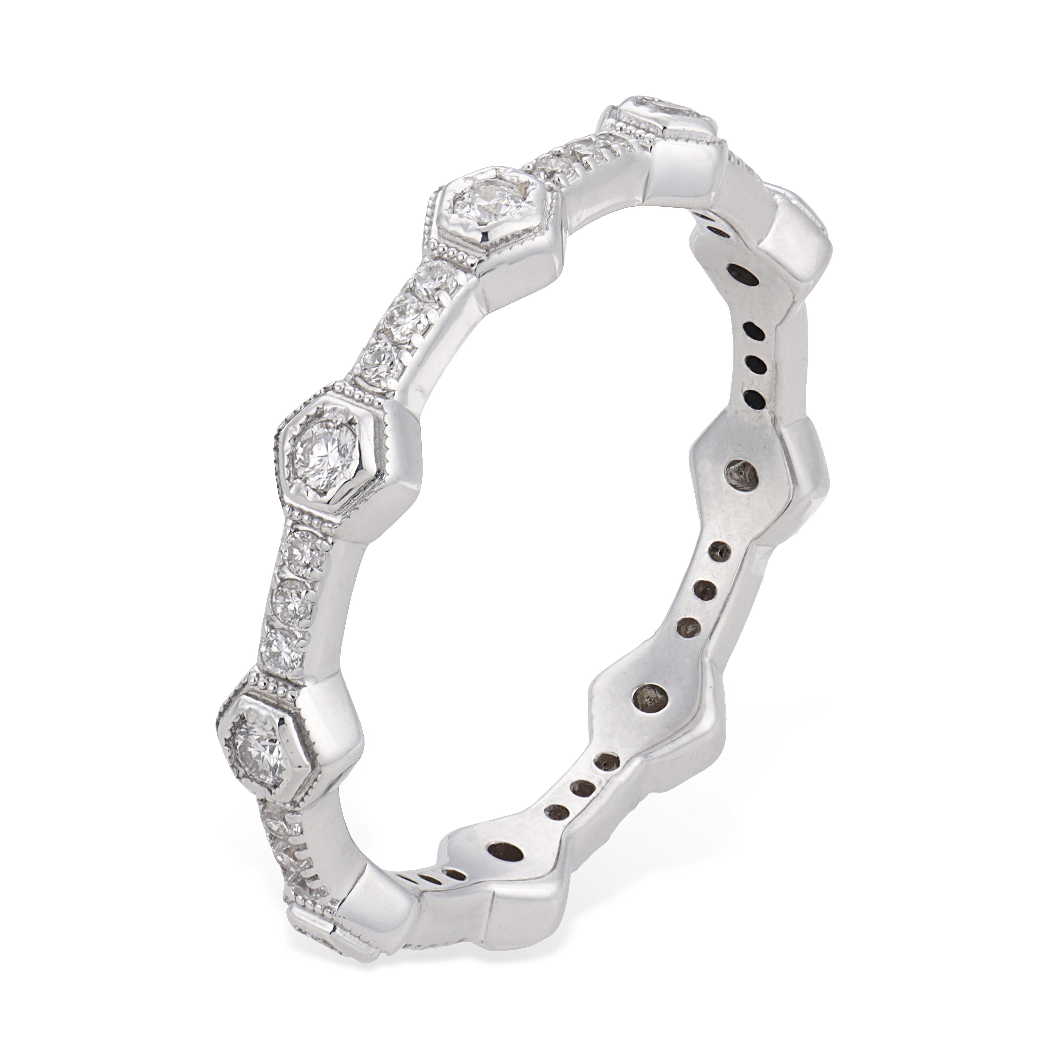 Contemporary diamond 18k white gold eternity band