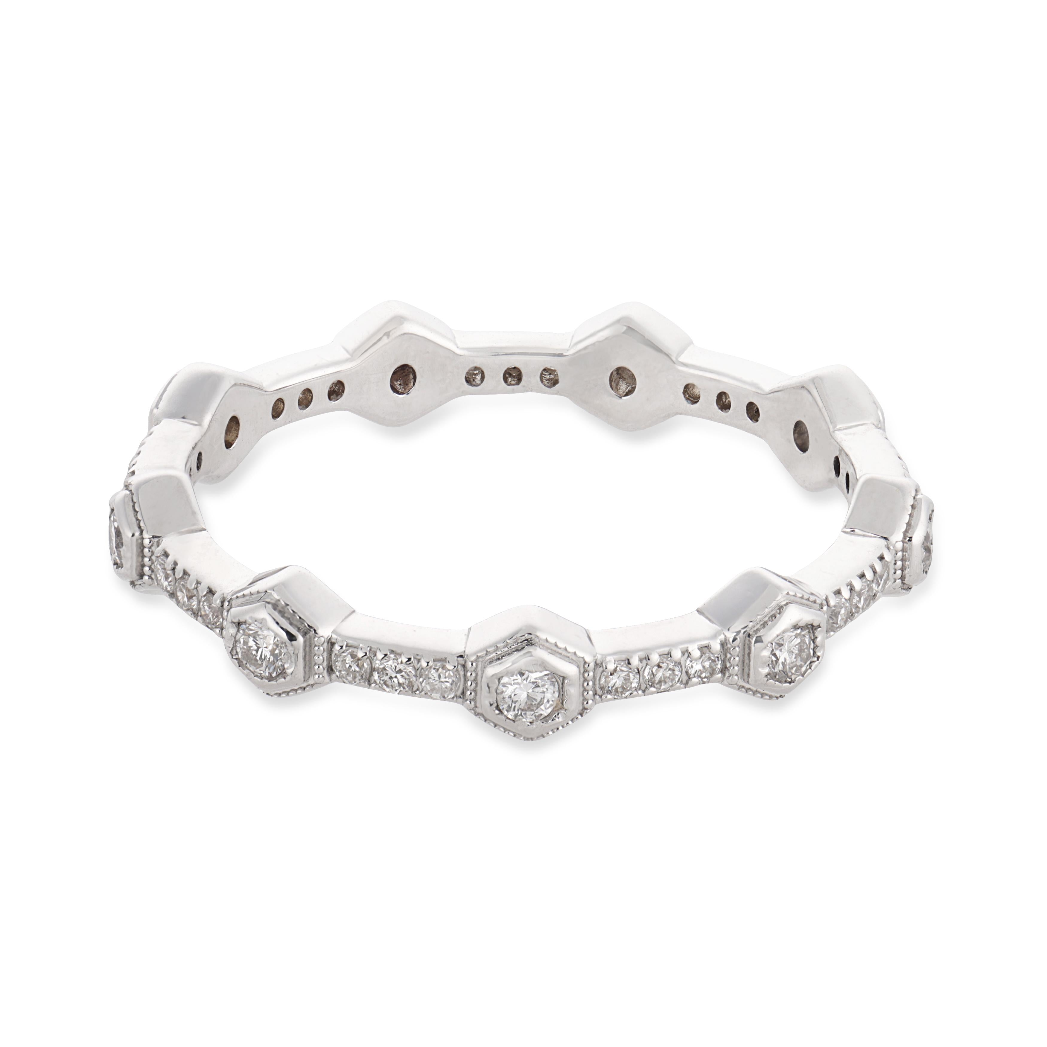 Contemporary diamond 18k white gold eternity band