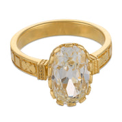 GIA 3.04 carat old mine cut diamond 18k yellow gold engagement ring