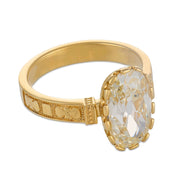 GIA 3.04 carat old mine cut diamond 18k yellow gold engagement ring