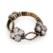 Sabbadini diamond 18k yellow gold silver flexible pinky ring