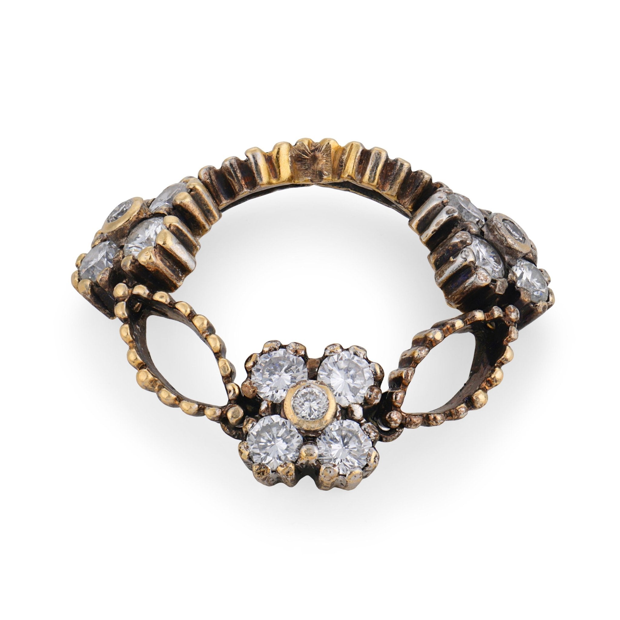 Sabbadini diamond 18k yellow gold silver flexible pinky ring