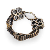 Sabbadini diamond 18k yellow gold silver flexible pinky ring
