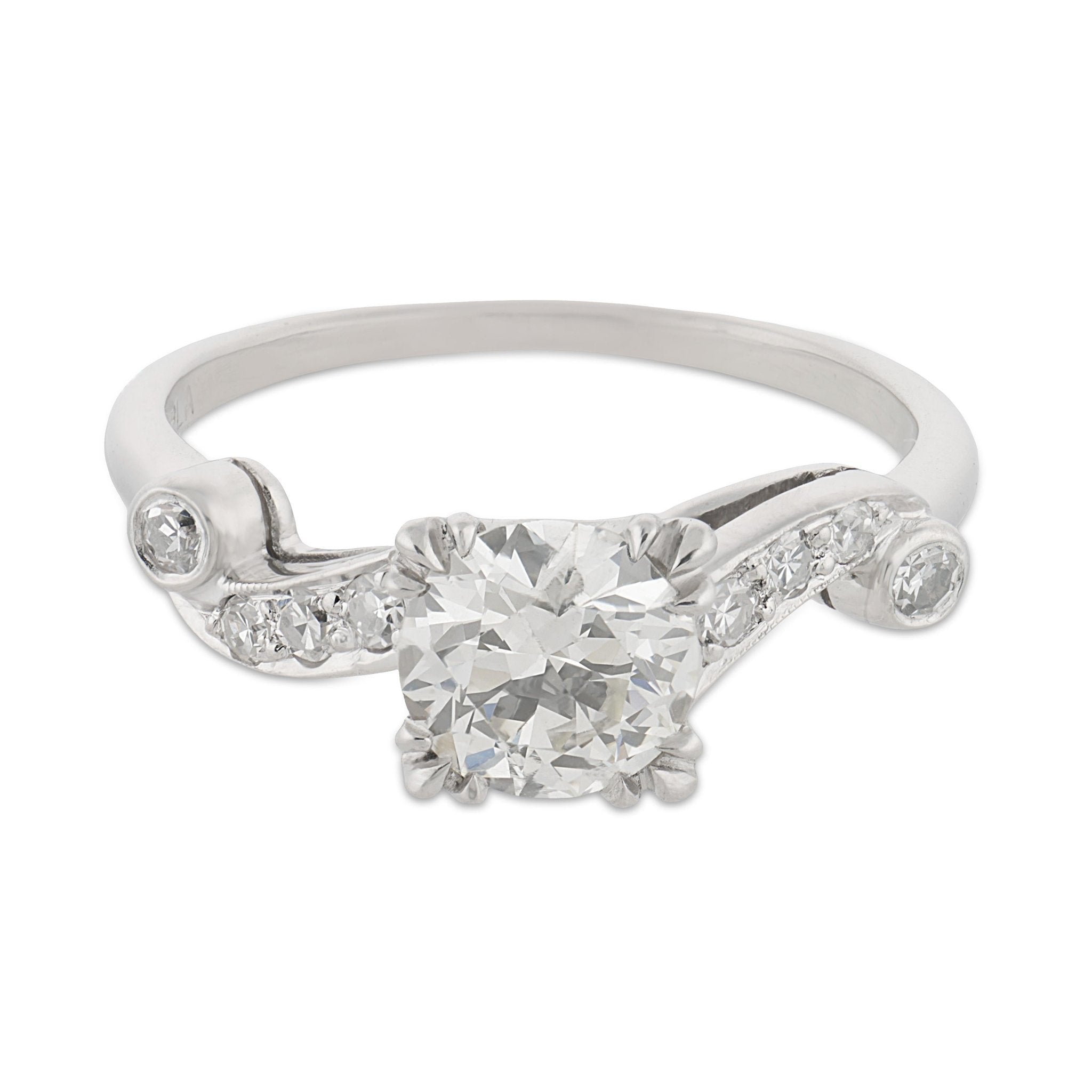 Art Deco GIA 1.17 carat diamond platinum engagement ring
