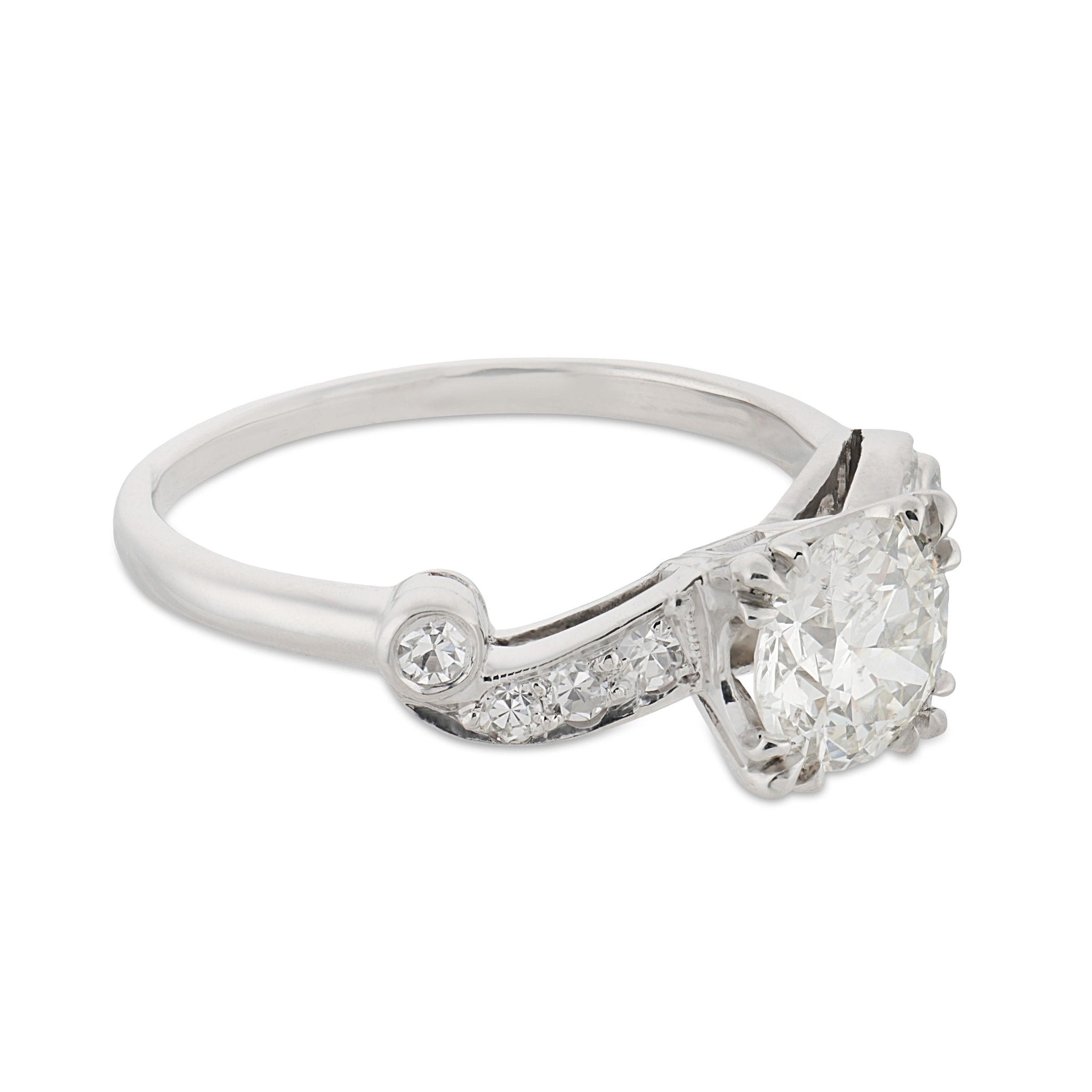 Art Deco GIA 1.17 carat diamond platinum engagement ring