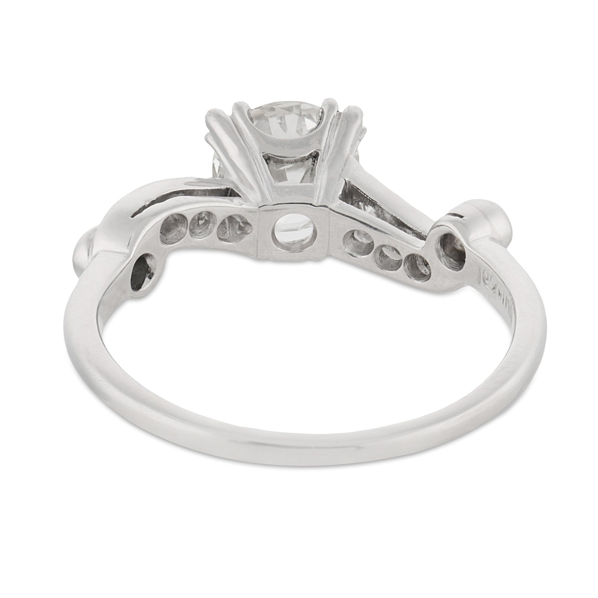 Art Deco GIA 1.17 carat diamond platinum engagement ring