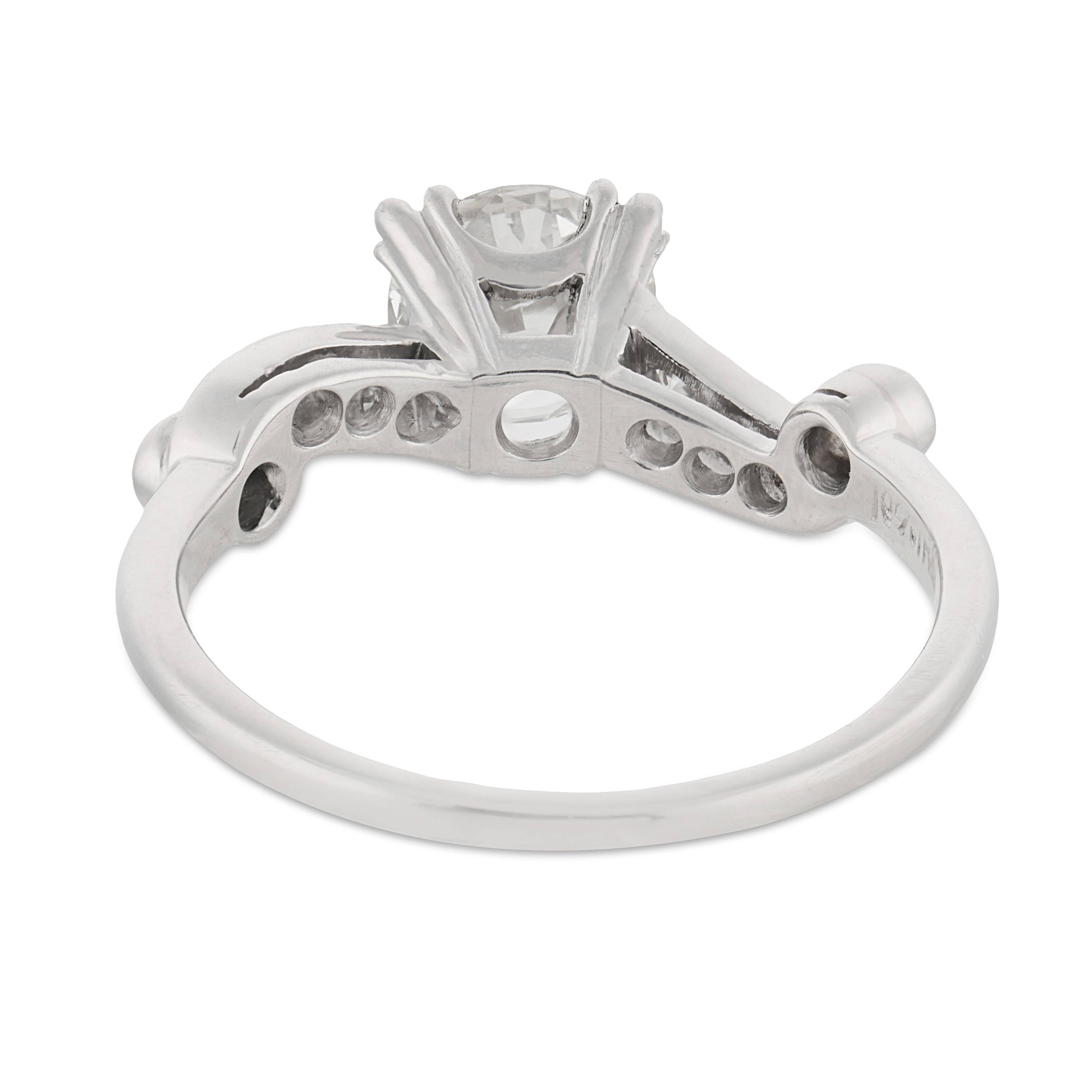 Art Deco GIA 1.17 carat diamond platinum engagement ring