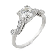 Art Deco GIA 1.17 carat diamond platinum engagement ring