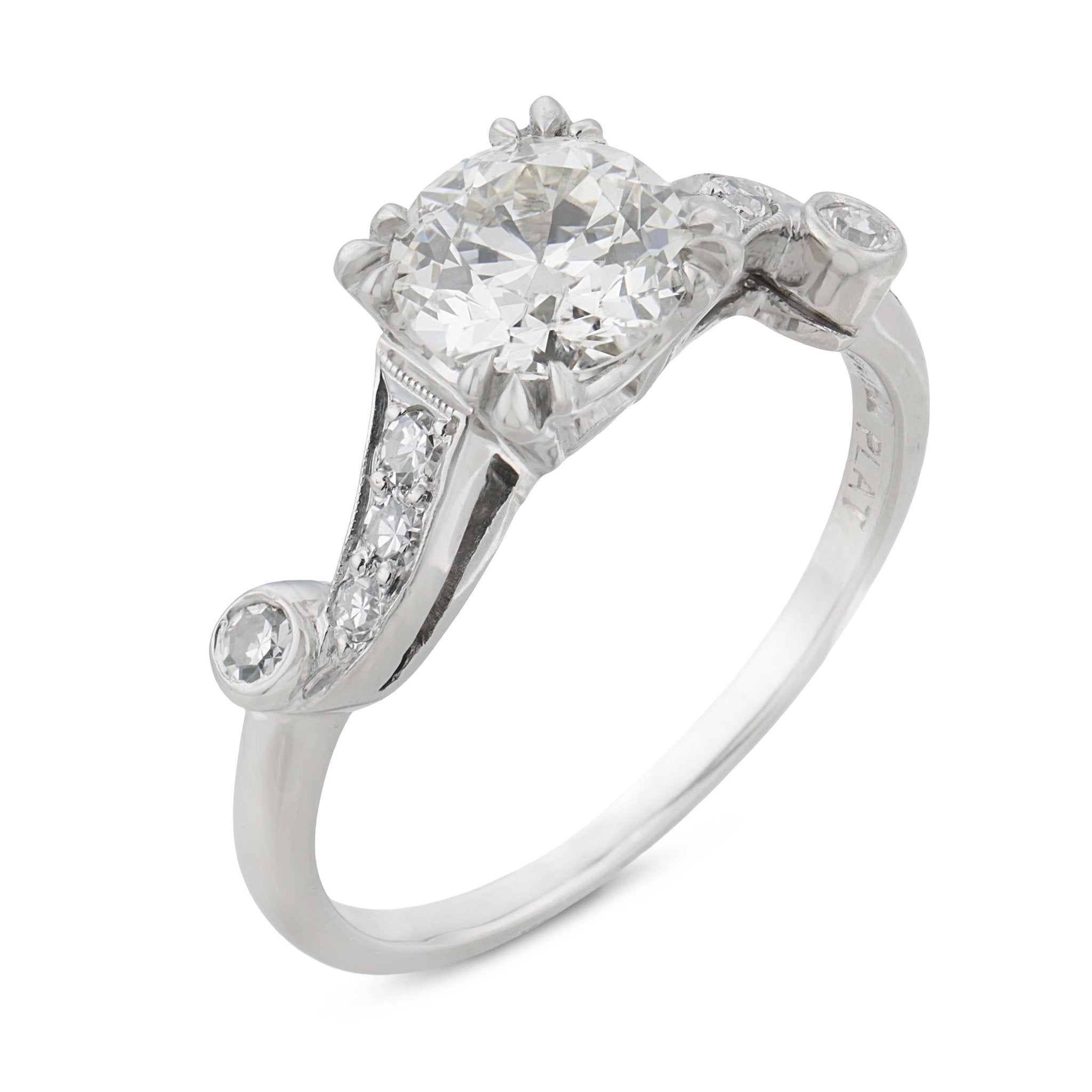 Art Deco GIA 1.17 carat diamond platinum engagement ring