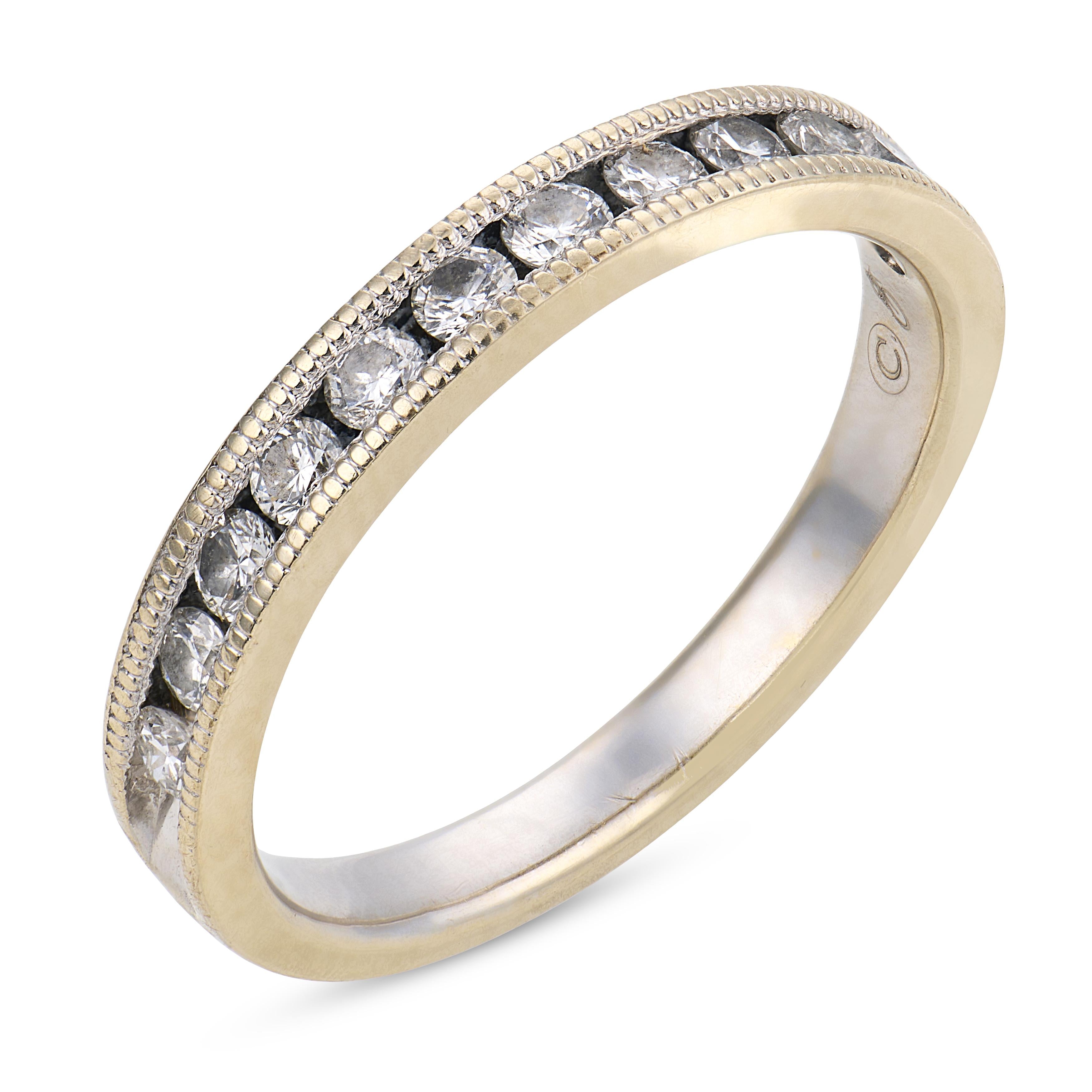 Vintage diamond 14k white gold half eternity wedding band