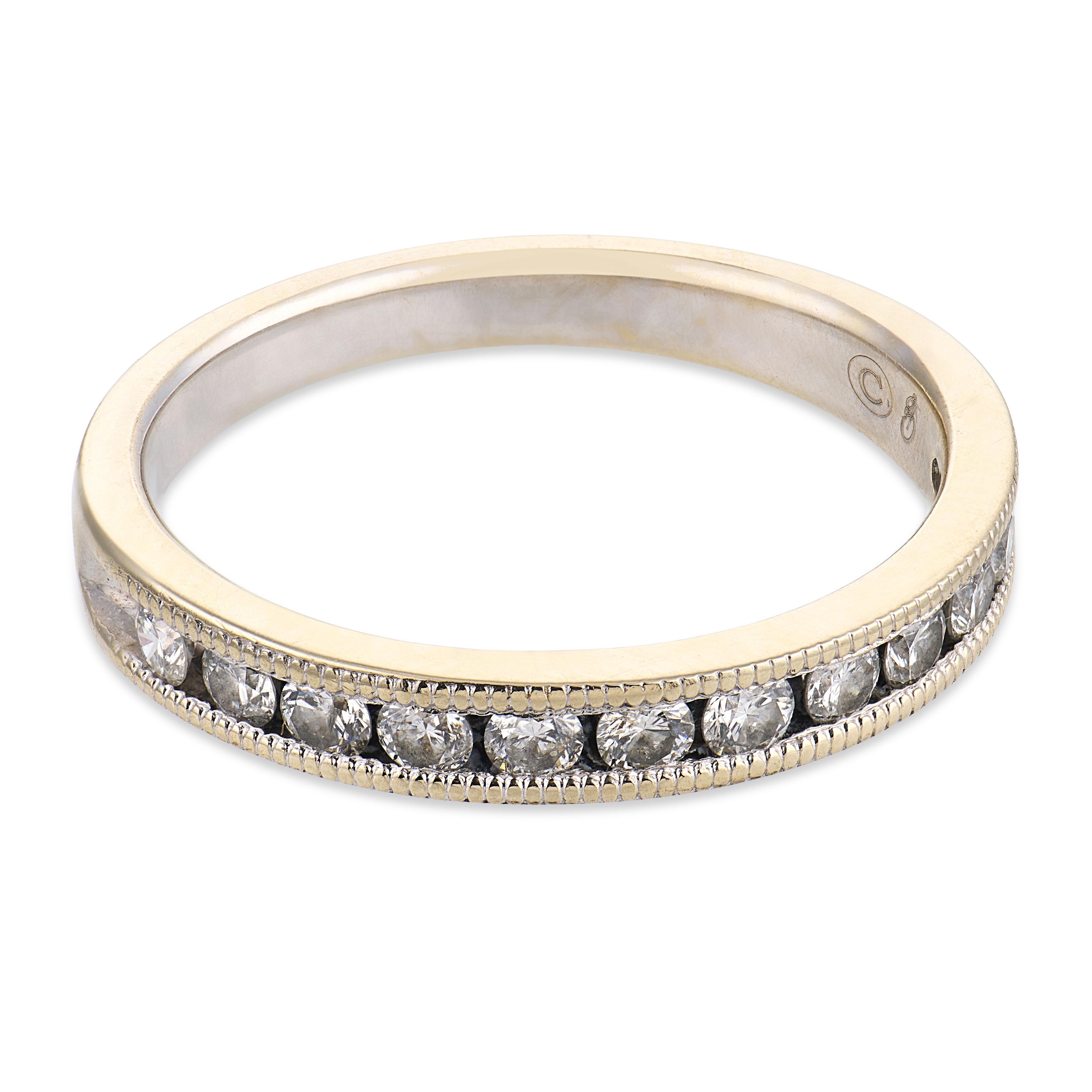 Vintage diamond 14k white gold half eternity wedding band