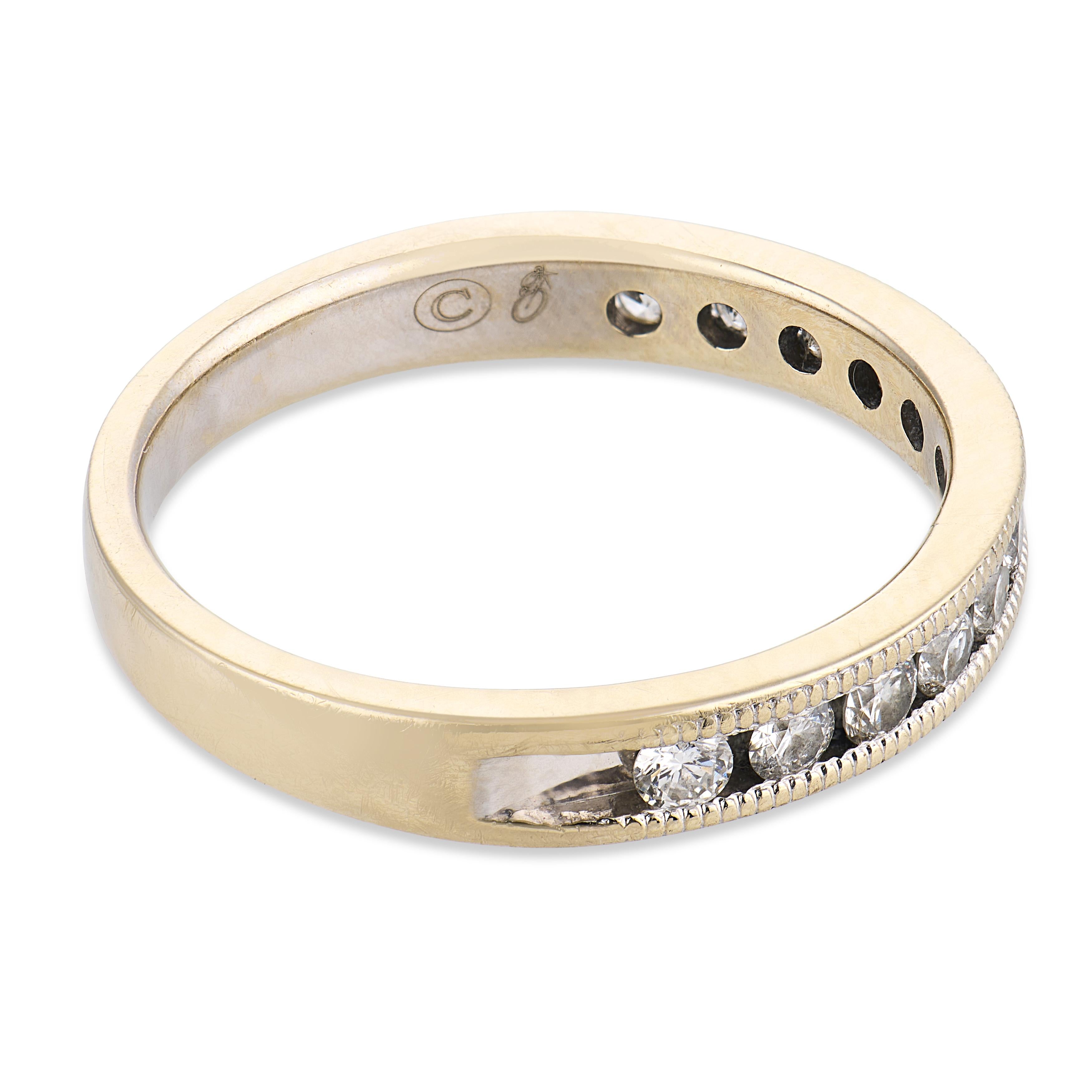 Vintage diamond 14k white gold half eternity wedding band