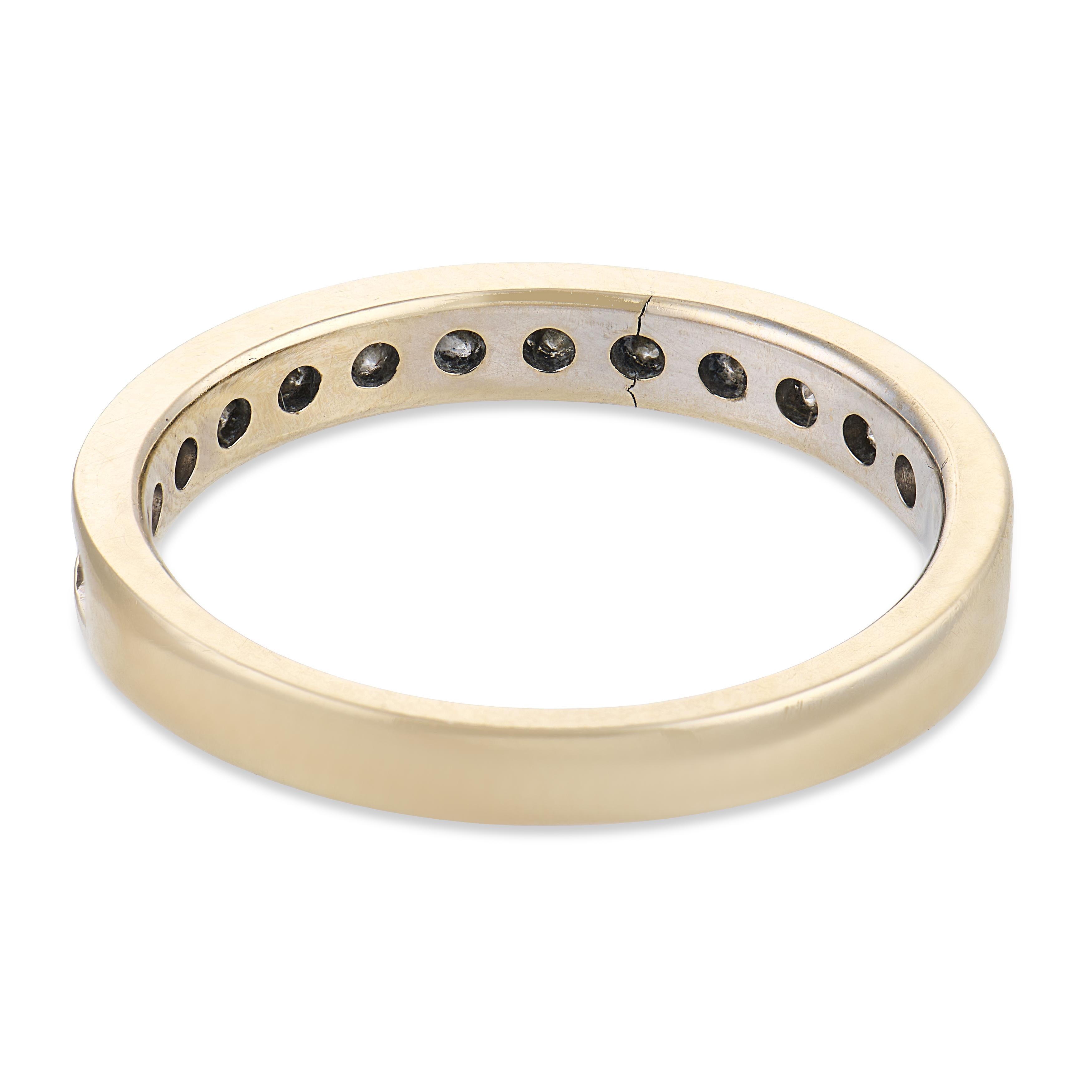 Vintage diamond 14k white gold half eternity wedding band
