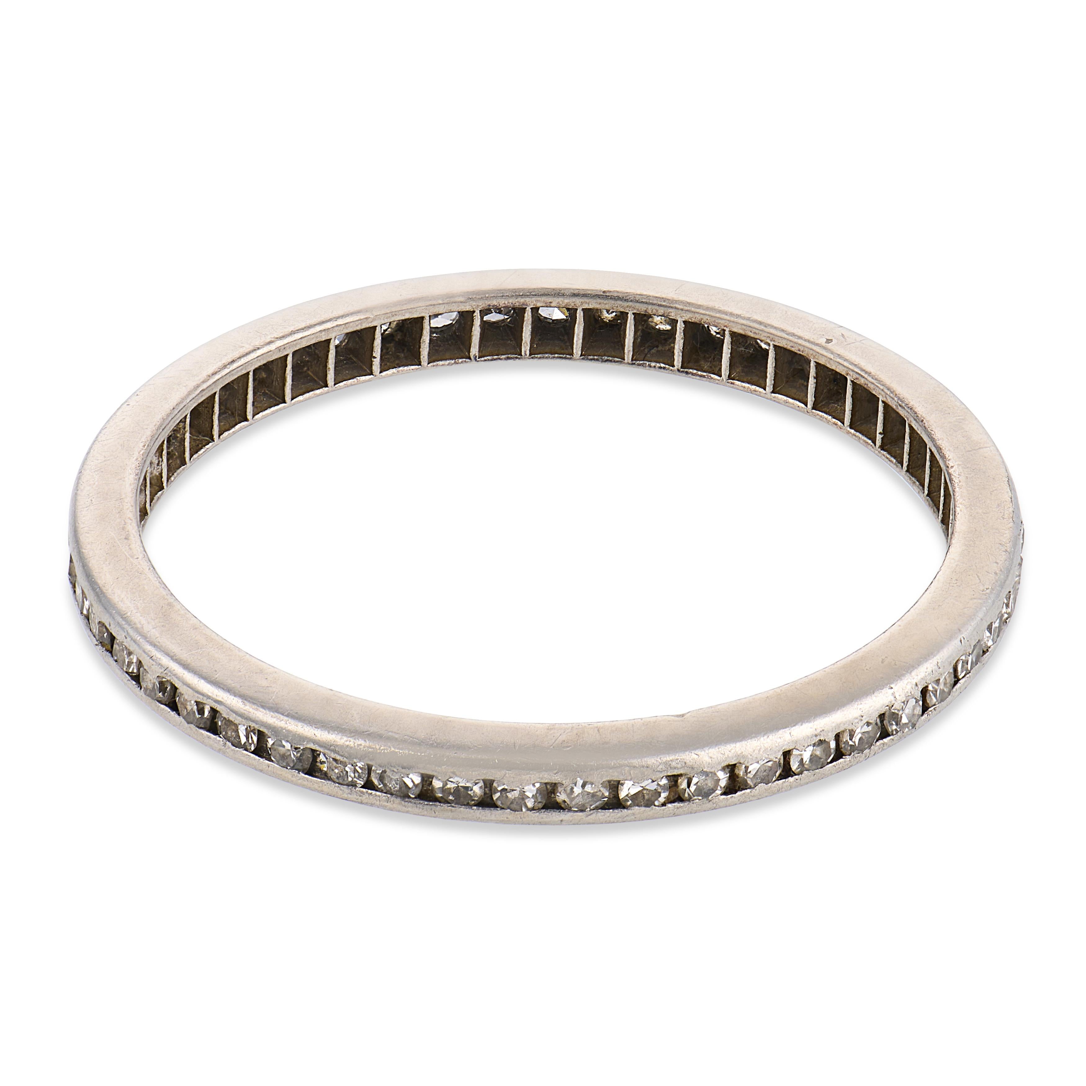 Mid Century diamond platinum eternity wedding band