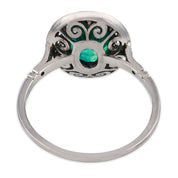 Art Deco style GIA 2.10 carat emerald diamond platinum ring