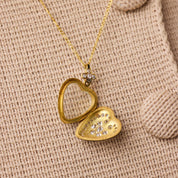 Victorian old mine cut diamond 18k yellow gold enamel heart locket pendant