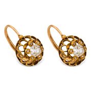 Victorian old mine cut diamond 18k yellow gold earrings