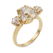 GIA 4.51 carat old mine cut diamond 18k yellow gold ring